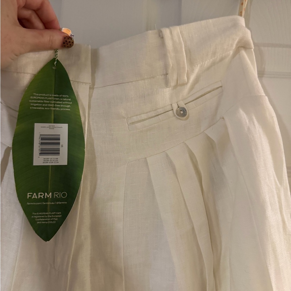 Farm Rio 100% Linen Super Wide Leg High Waisted Pants – Medium - Picture 2 of 4